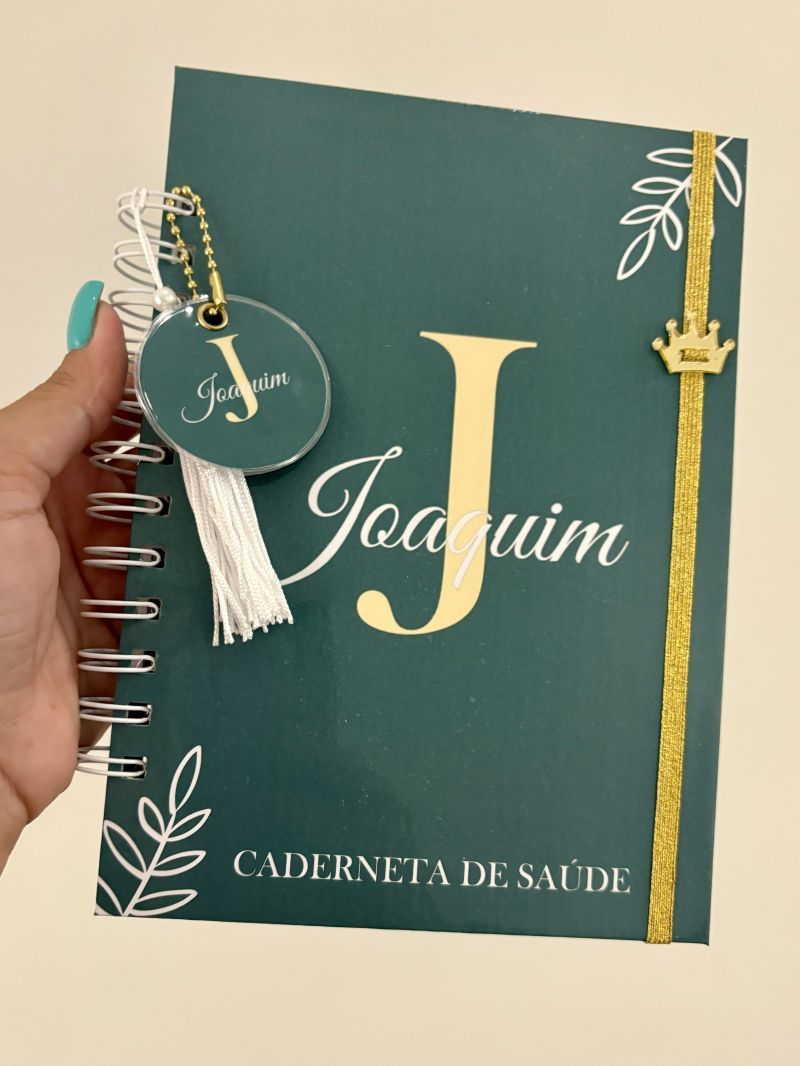 Caderneta de Vacinação luxo - Letras Verde