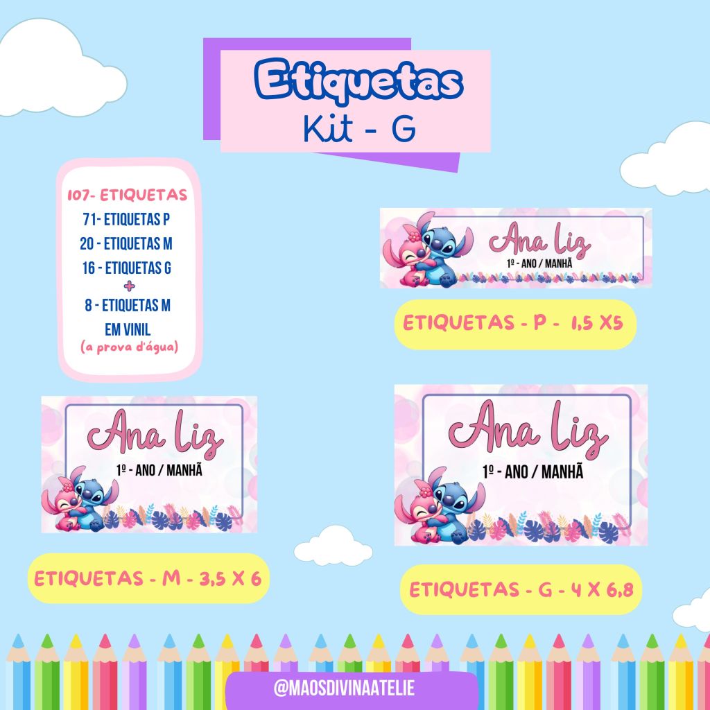 Etiquetas escolares - kit G