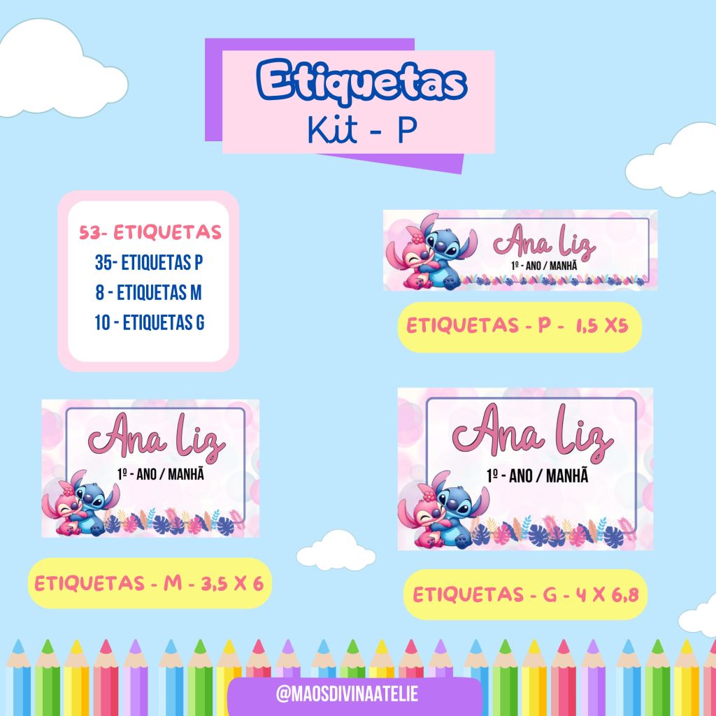 Etiquetas escolares - kit P