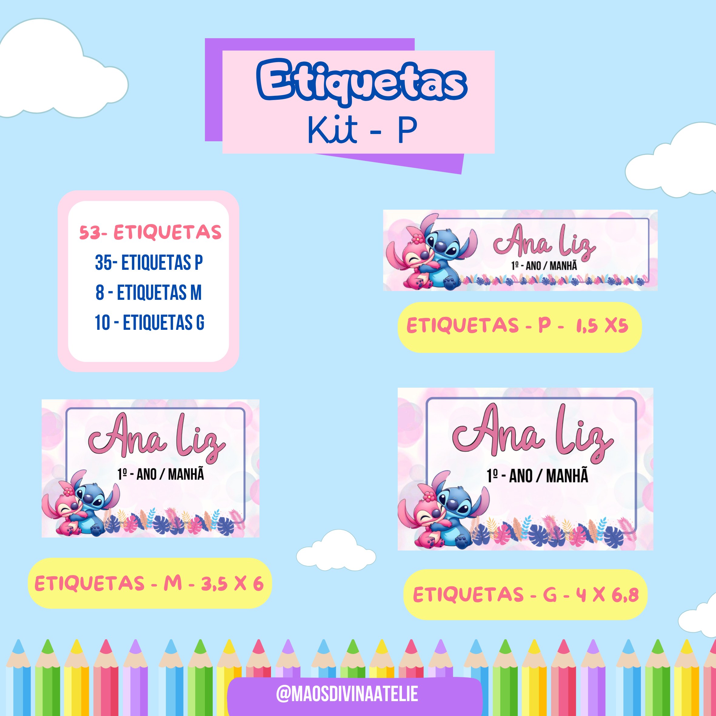Etiquetas escolares - kit P